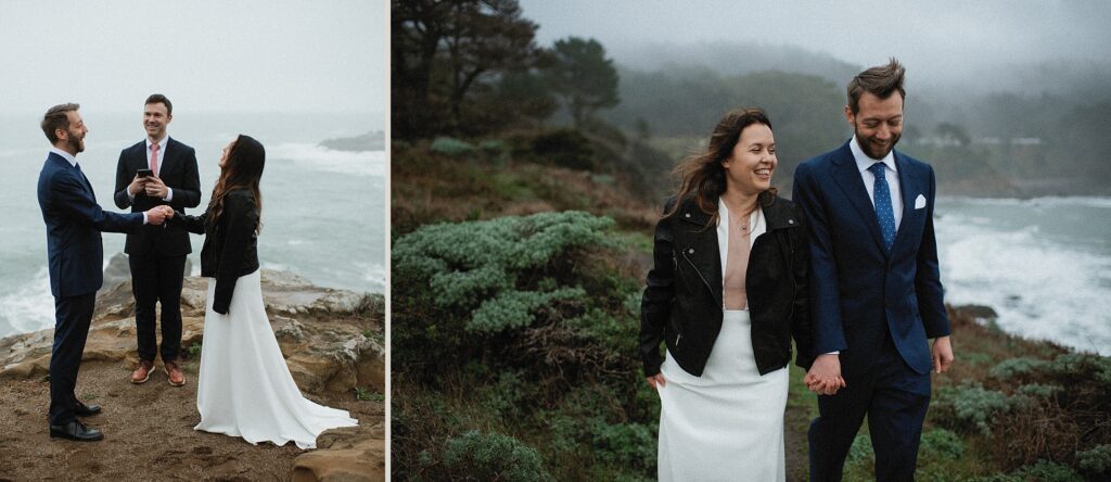 Foggy Elopement Ceremony on the coast of northern california.