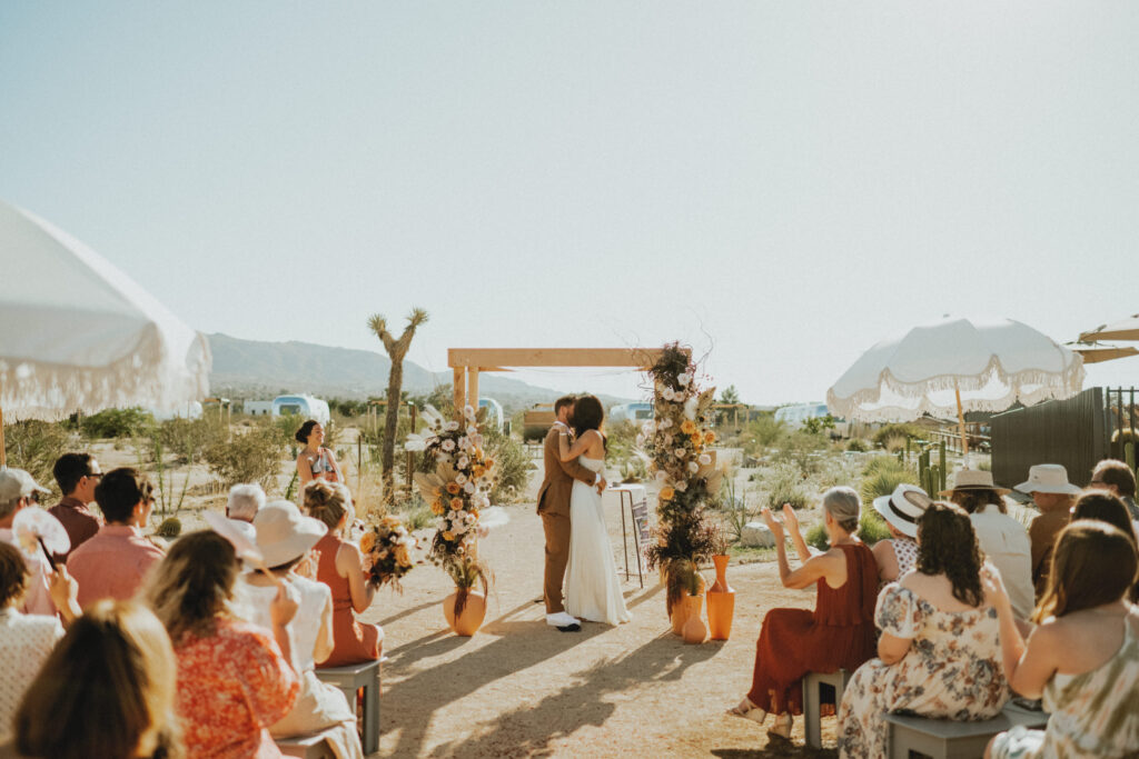 Wedding Ceremony at AutoCamp Joshua Tree in the Desert Flat